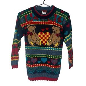 Vintage 90s Teddy Bear Sweater Nutcracker Brand Boys Size Small 7/8